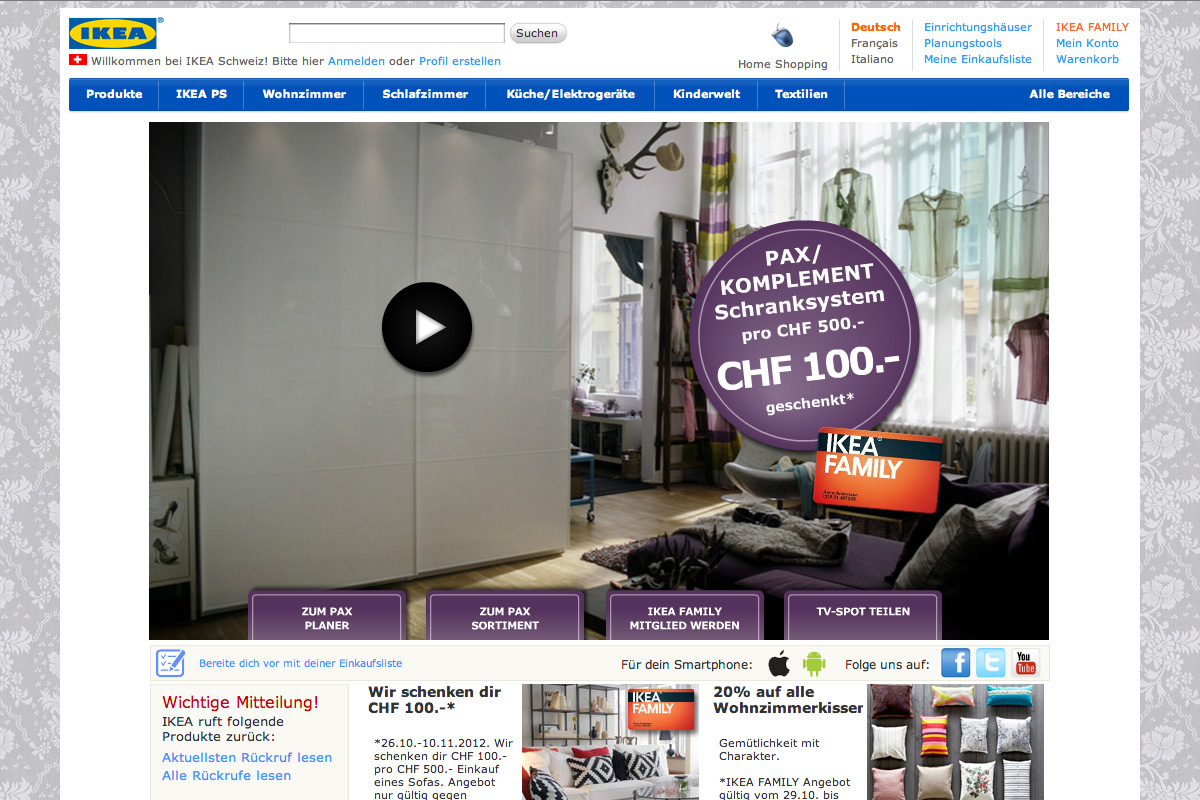 IKEA Schweiz Animation Homepage